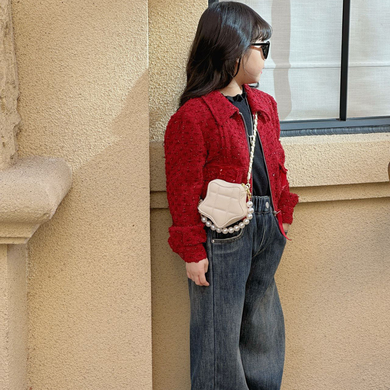 2026 bolsos de chicas coreanas princesa pequeña perla portátil mini pentaco bolsos de cambio bolsos rojos diarios image 4