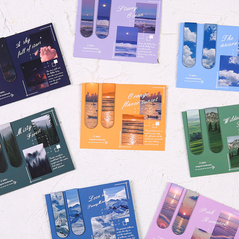 2 piezas en el paisaje rojo imán marcador magnético clip de marcador magnético pegatina encantadora papelería para estudiantes regalos para niños