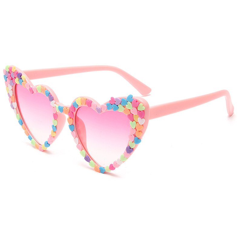 New Diamond-embellished Heart-shaped Children's Sunglasses for European and American Kids, Perfect for Stage Parties, Photos, and Baby Accessories