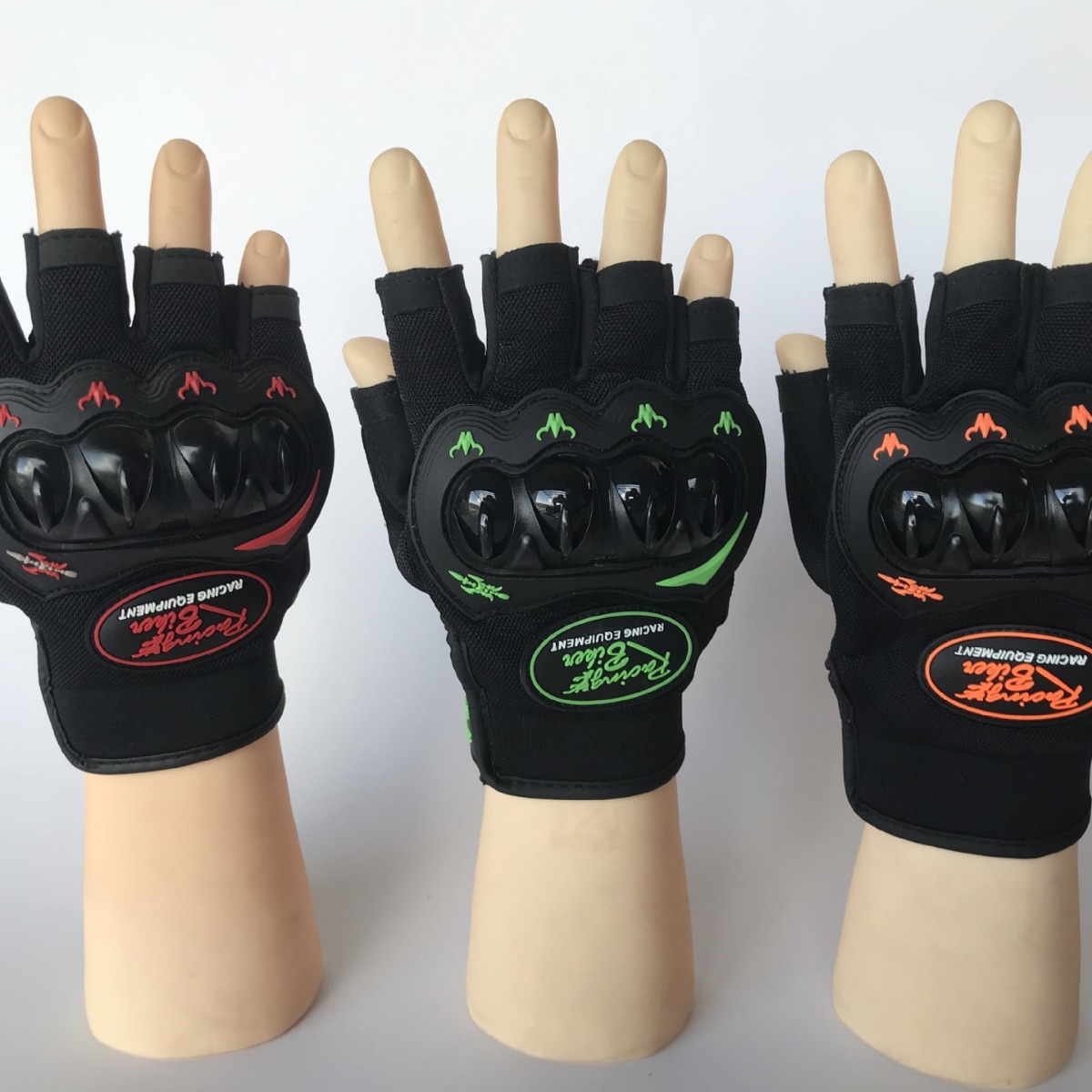 오토바이 짧은 손가락 장갑 여름 야외 승마 레이싱 장갑 반 손가락 통기성 미끄럼 방지 기사 자전거 장갑