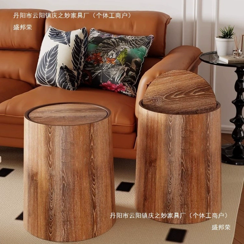 Бумажная корзина для отеля с откидной крышкой, ретро офисная имитация коммерческого китайского стиля, мусорное ведро большой емкости, деревянное волокно, домашняя Китай, нет