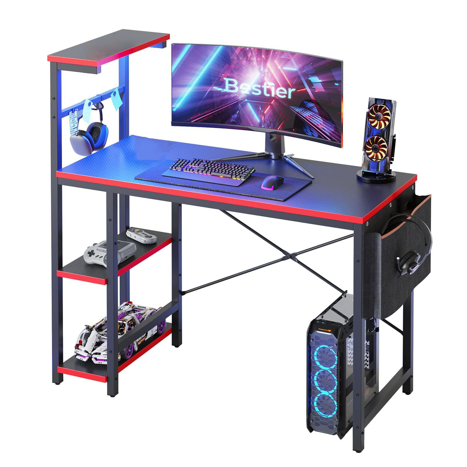 [Direct Supply from Factory Source] Cross-Border E-Sports Table, Iron and Wood Combined Computer Table with Rgb Lighting Effect Game