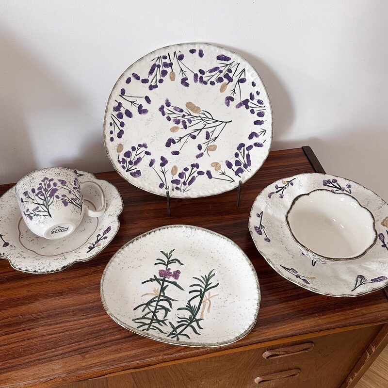 Japanese-Style Retro Underglaze Lavender Ceramic Tableware for Home Use, Rice Bowl, Soup Bowl, High Aesthetic Value Dish Plate, Breakfast Plate Japanese-Style Retro Underglaze Lavender Ceramic Tableware for Home Use, Rice Bowl, Soup Bowl, High Aesthetic Value Dish Plate, Breakfast Plate