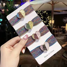 新款水钻爱心发圈韩版清新ins宽边皮筋女头绳网红简约拼色女皮筋