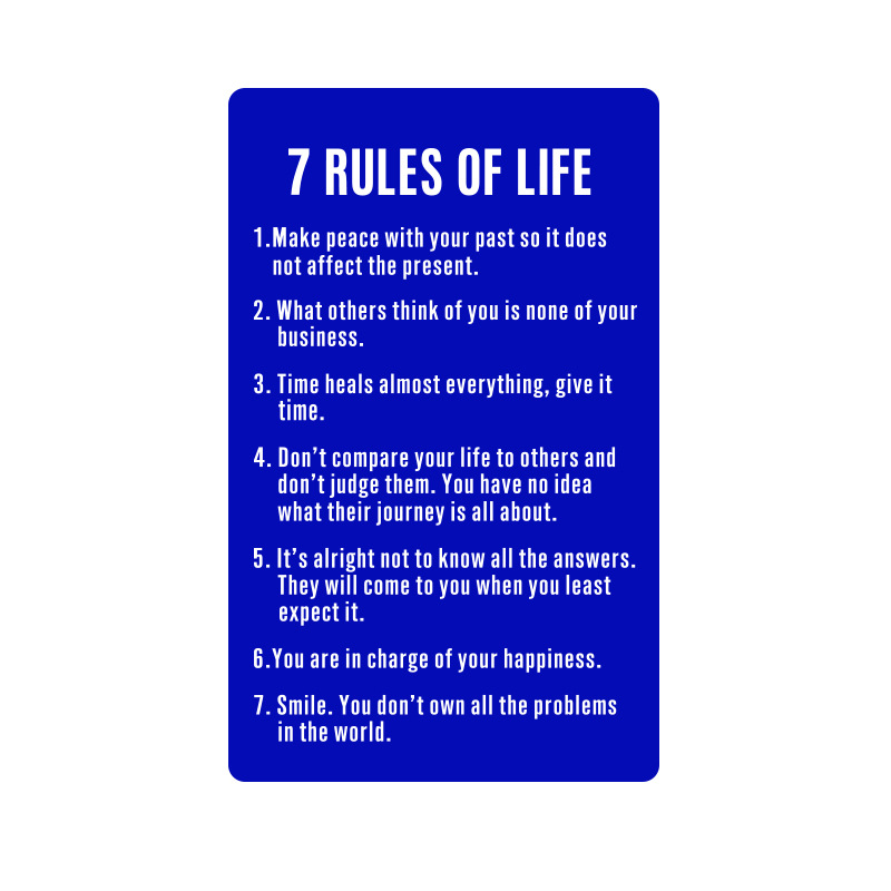 7 reglas de la vida Tarjetas de visita de metal 7 reglas de la vida Transfronterizas Amazon Hot Sale Aluminum Wallet Card