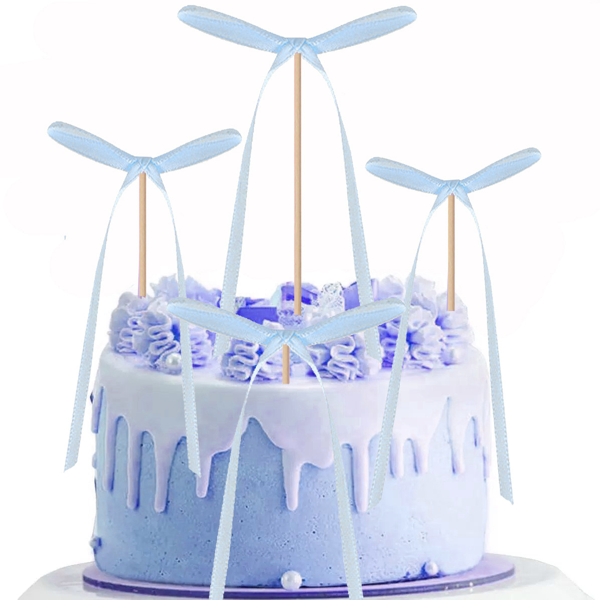 Spot wholesale lazo de cola larga inserción de pastel complemento postre decoración de horneado serpentinas decoración de postre de fiesta