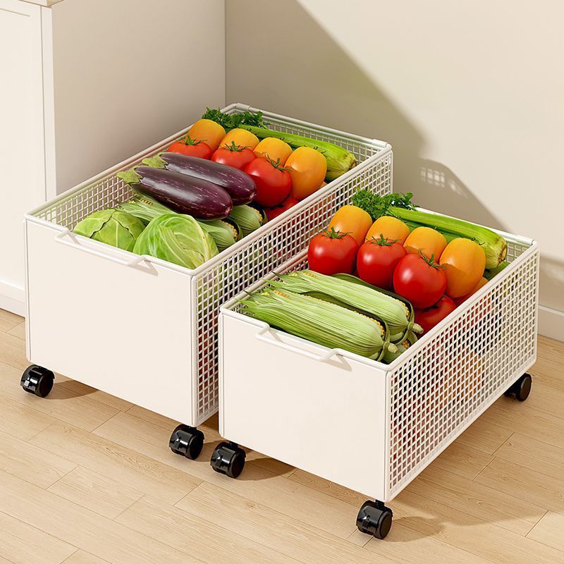 Kitchen Vegetable Basket Storage Rack with Wheels for Storing Onions, Ginger, Garlic, Fruits, Small Cart for Snacks, Fruit and Vegetable Countertop Storage Basket