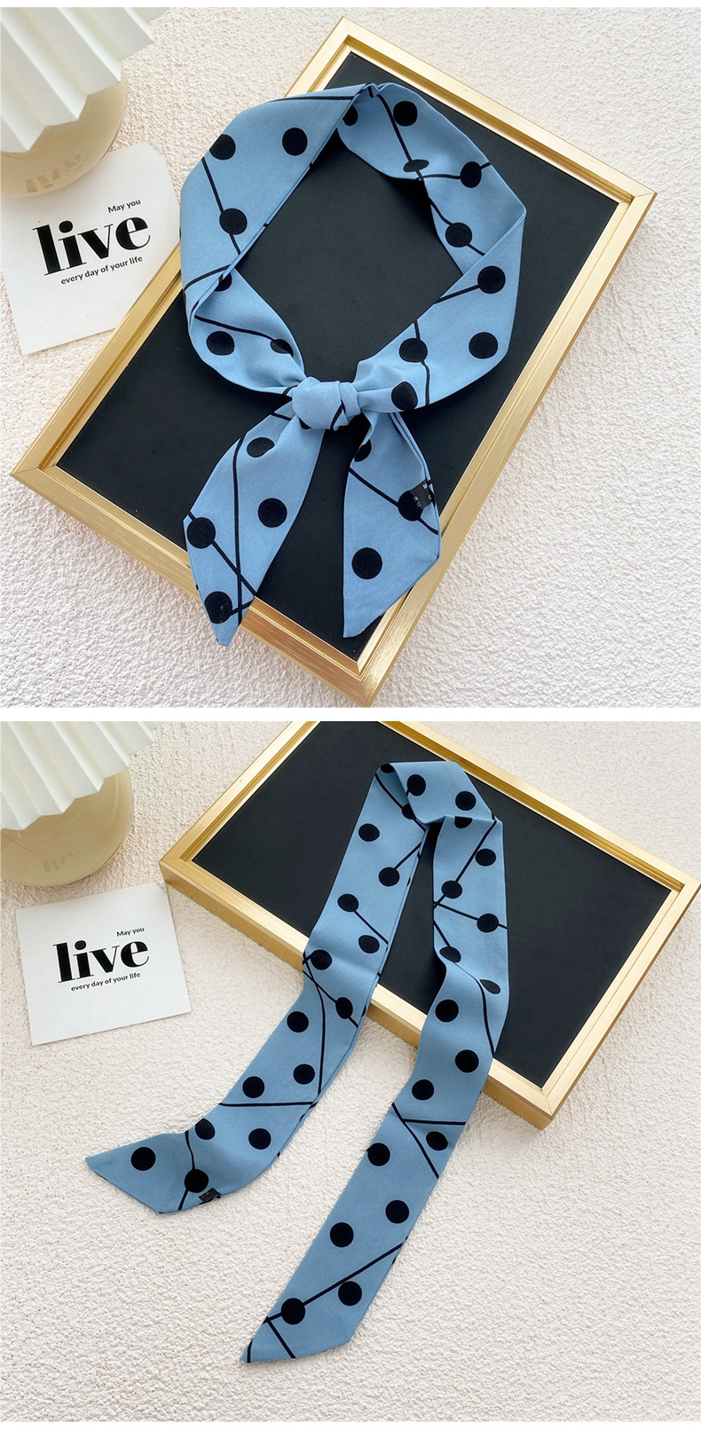 Fashion Contrast Color Polka Dots Small Silk Scarf Wholesale Nihaojewelry display picture 36