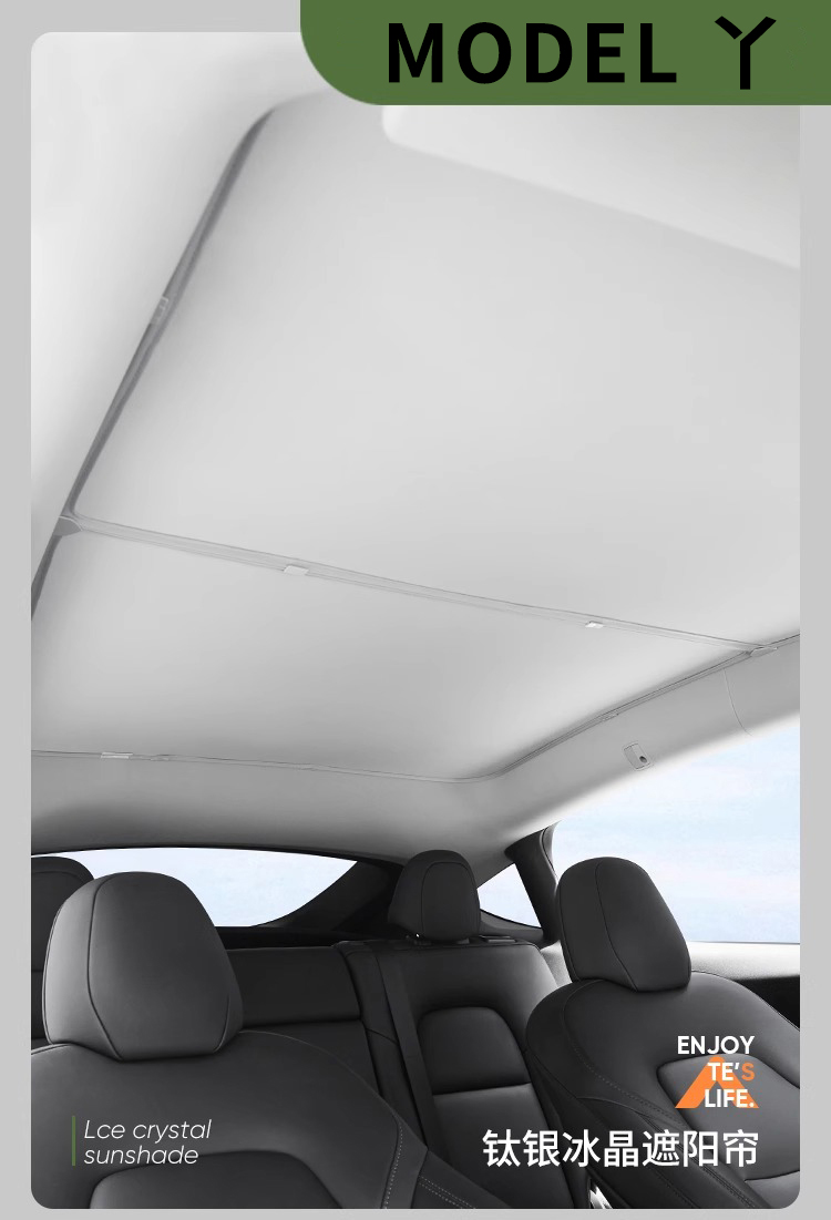 Special Tesla Model Ya 3y Modified Interior Accessories Titanium Silver Ice Crystal Sunroof Sunshade Curtain