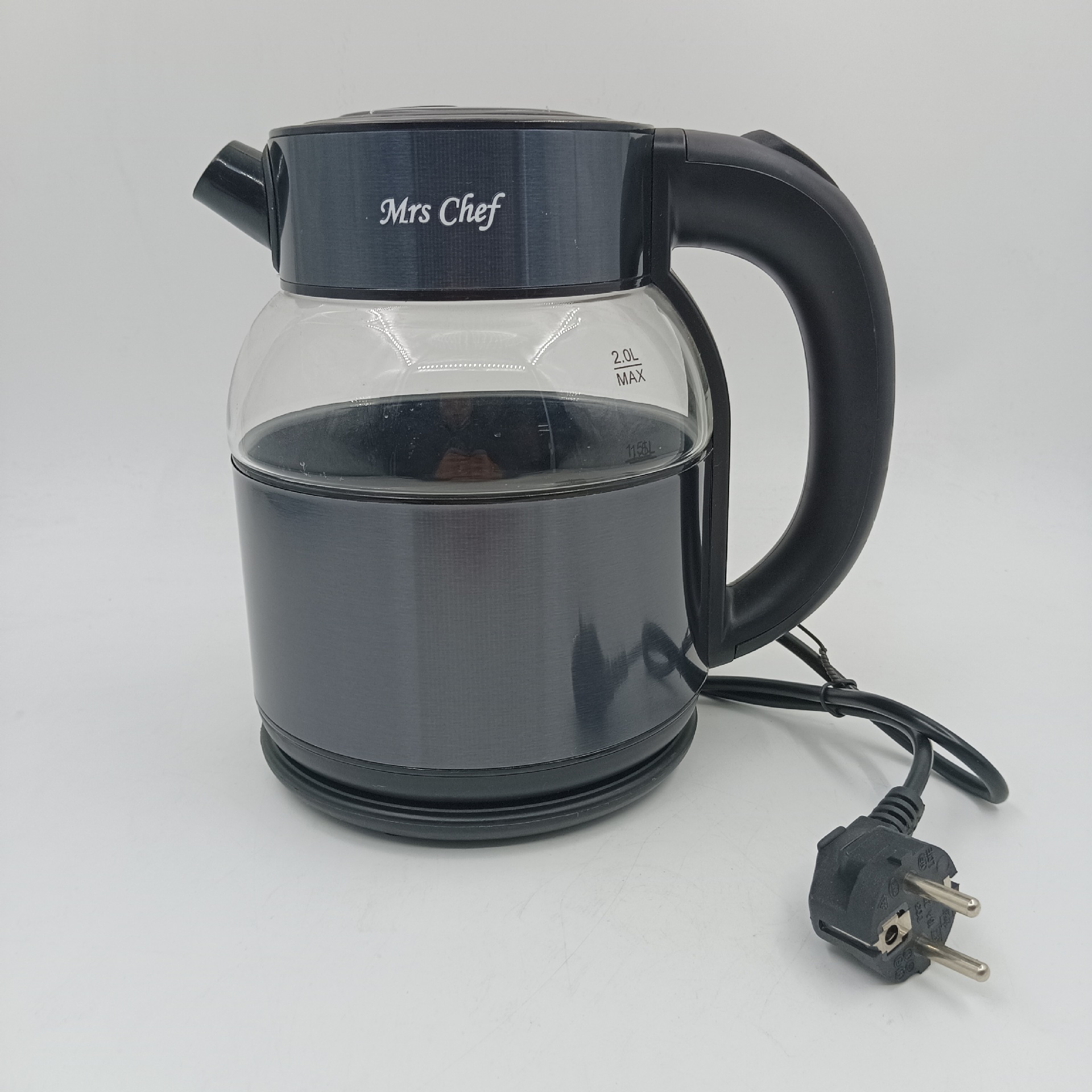 국경 간 뜨거운 판매 Mrs Chef 유리 스테인레스 스틸 전기 주전자 2L Anti-burning Dry 주방 가전 공장 도매 가격