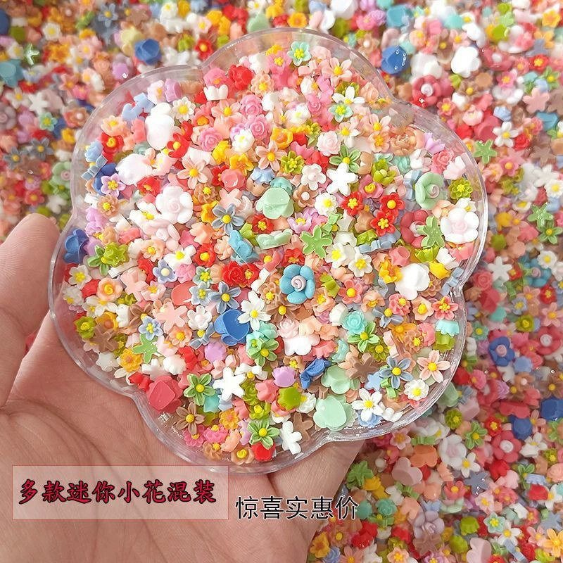 Сетка красный мини-цветочный маникюр украшение смешанный милый пятилестанковый цветок украшения для волос обруч для волос цветы diy ногтей бриллиант украшения