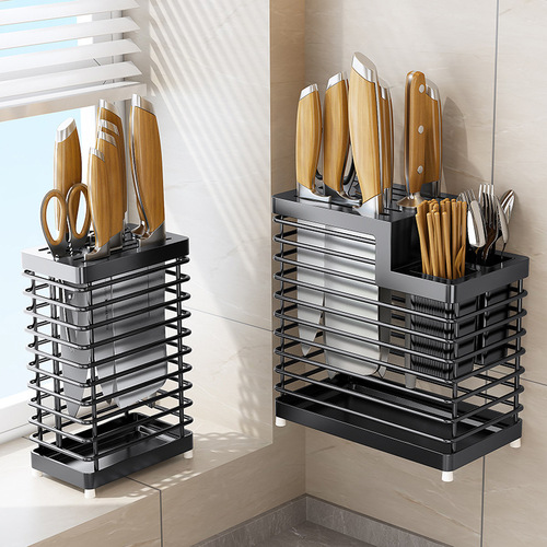 Multifunctional kitchen stainless steel chopstick cage, knife holder, chopping board rack, supplies storage rack, knife cutting board, kitchen knife kitchen storage