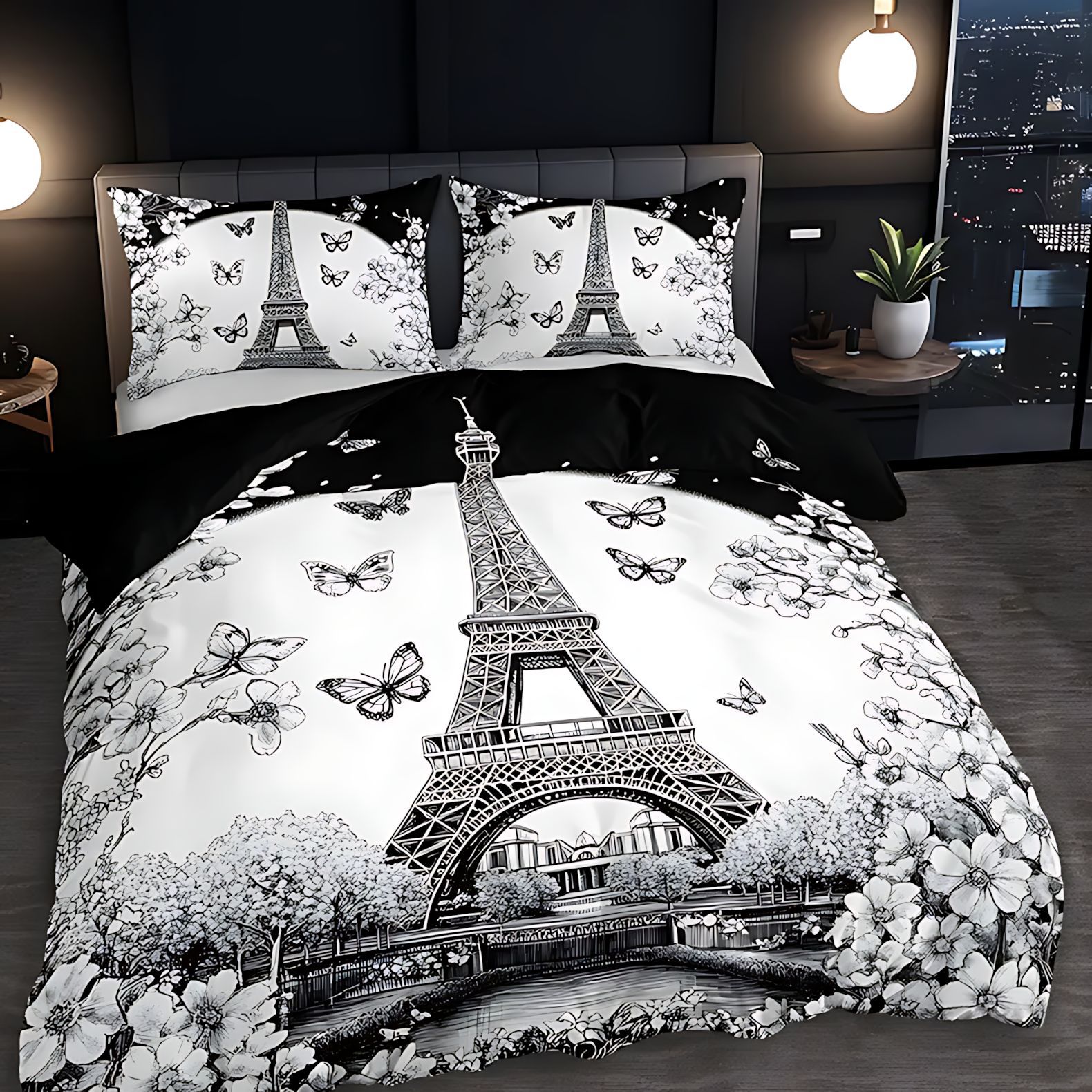 TEMU / JIT Transfronterizo Kit de colcha de cama de impresión digital para la Torre Eiffel de París