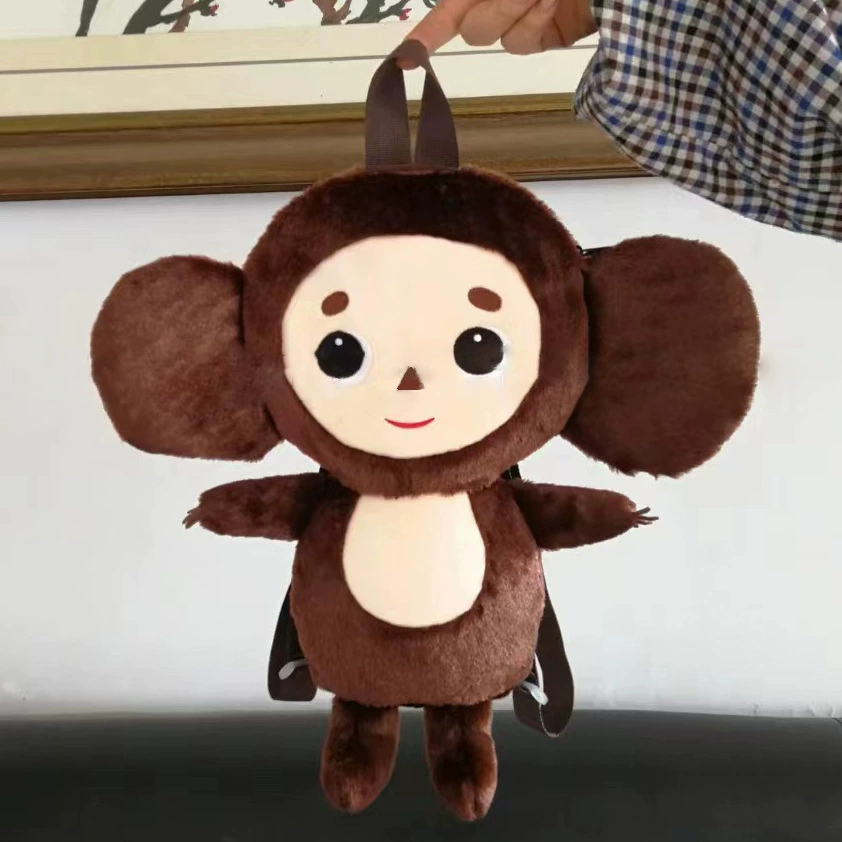 Cross Border Коричневый рюкзак с большими ушами обезьяны, плюшевая кукла, креативная трехмерная сумка через плечо, легкая Детская сумка для детского сада
