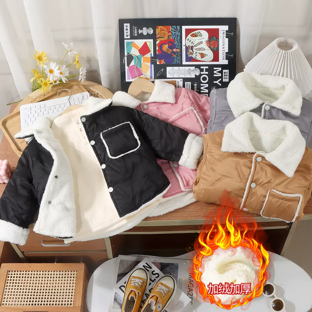 儿童棉服男童防水洋气棉衣男女冬季新款加绒加厚保暖外套宝宝棉袄