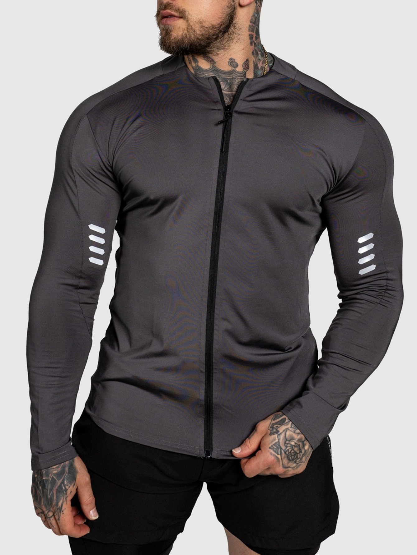 Men's Quick Drying Long Sleeve Cardigan Jacket Slim Fit Stretch Sports Fitness Base Layer Training Running Top Trendy Autumn_viptrois.com