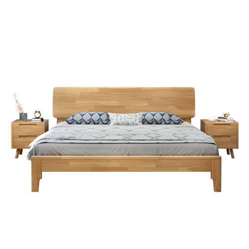 Nordic solid wood bed 1.8m double bed small apartment 1.2 modern simple apartment B&B hotel 1.5 economy