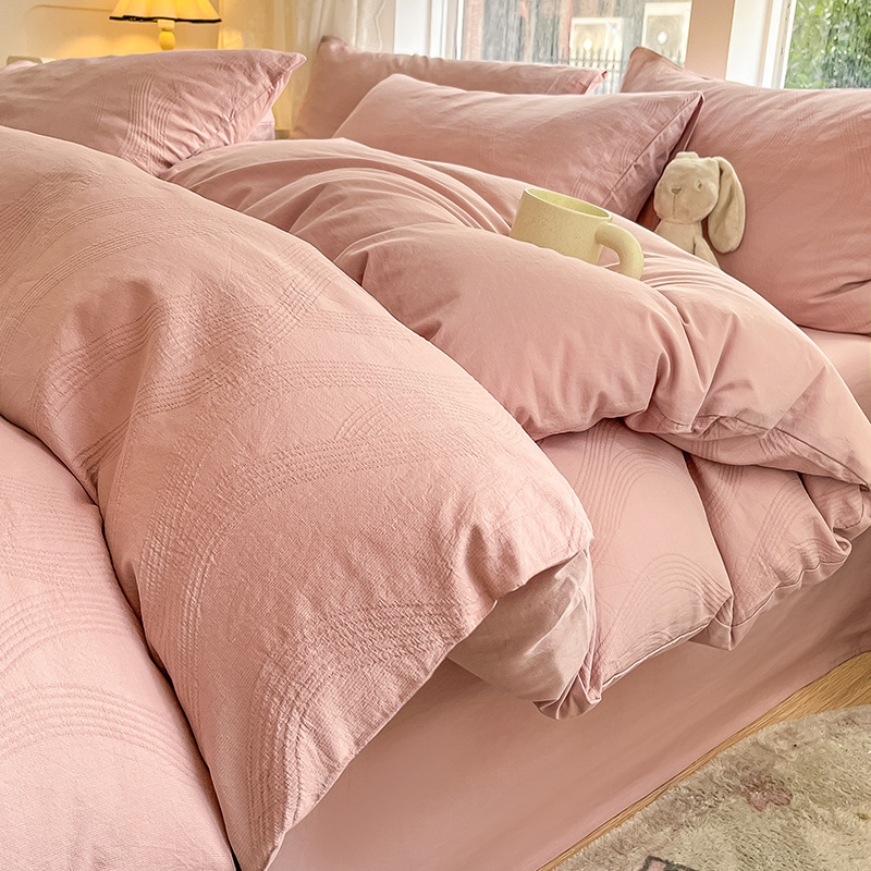 Cama de hilo de tres capas de algodón de cuatro piezas de algodón puro de alta calidad 2025 nueva ropa de cama de tres piezas