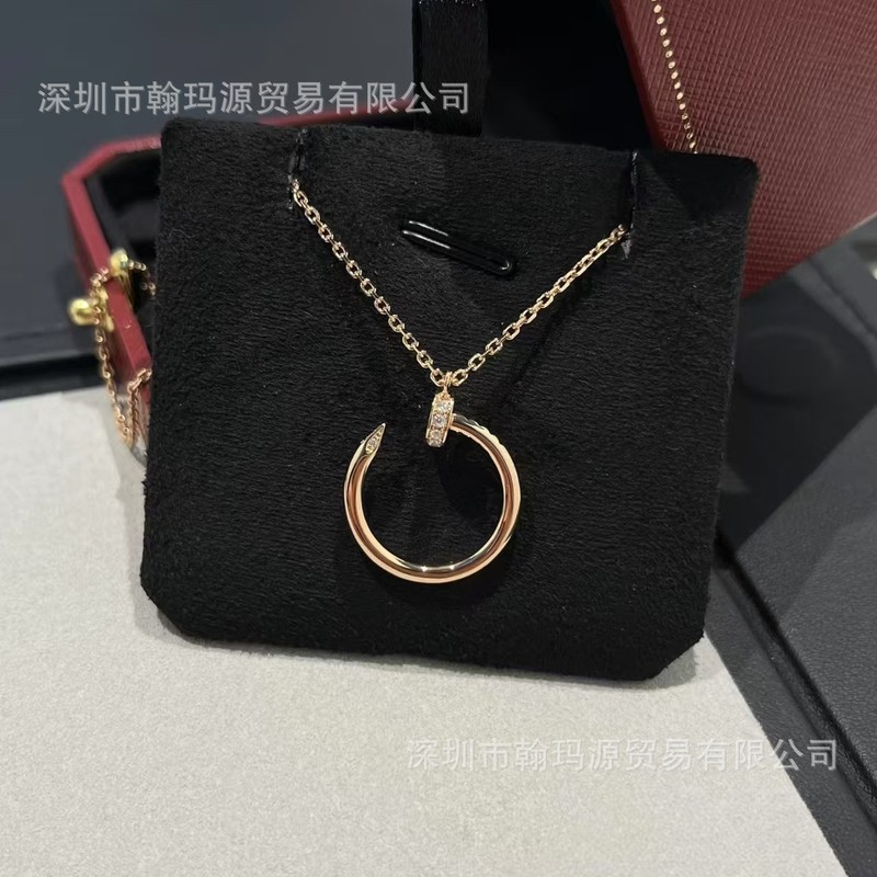s925 スターリングシルバーカードネイルネックレスハイバージョン CNC ヘッドとテールフルダイヤモンドペンダント鎖骨チェーン女性のための工場直販|undefined