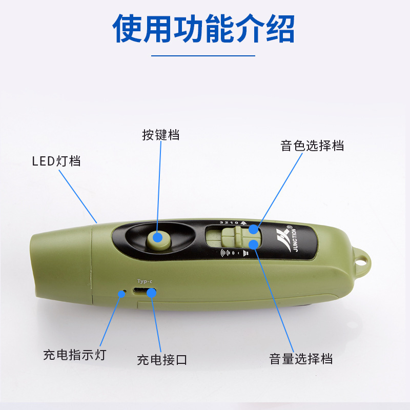 电子口哨USB充电口哨交通赛事宠物训练户外带灯光高分贝口哨|undefined
