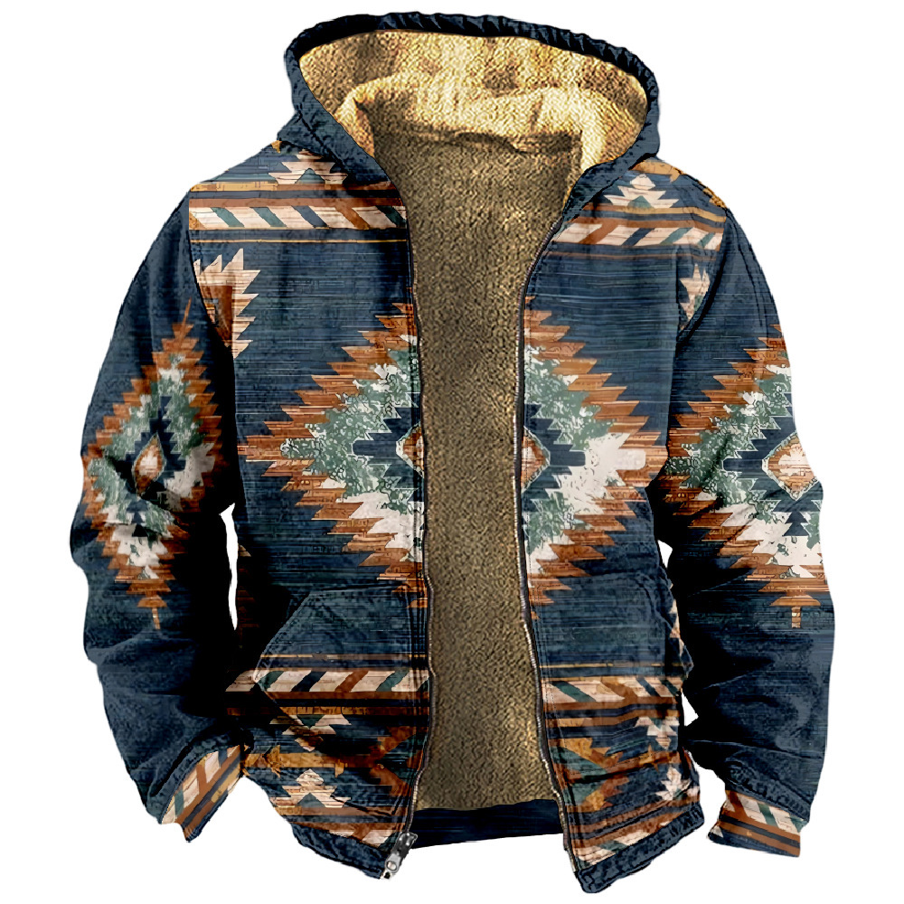 Chaqueta de manga larga con estampado de otoño para hombre de estilo británico retro Chaqueta con capucha con cremallera de venta directa de fábrica transfronteriza MF12