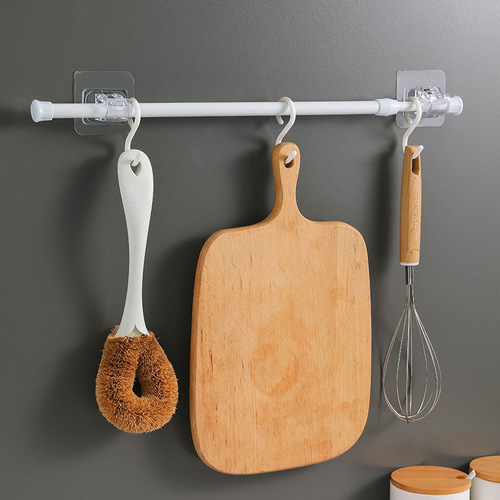 2 curtain rod hooks, curtain rod clip holder, punch-free adhesive bracket, cross bar, door curtain telescopic rod adhesive hook