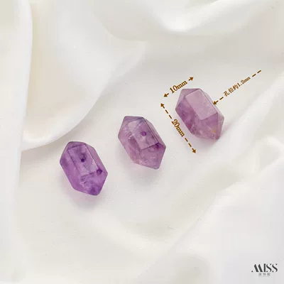 Inlaid with natural amethyst, plated with real gold and thick silver, angel and osmanthus drop-shaped decorative bead pendant DIY jewelry accessories (Zərgərlik ara hissələri) - natural-amethyst-double-pointed-spacer-bead-with-center-hole-1-piece