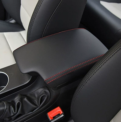 Box Protective Leather Cover Armrest – Armrest box - 18-22-black-leather-red-line-no-standard