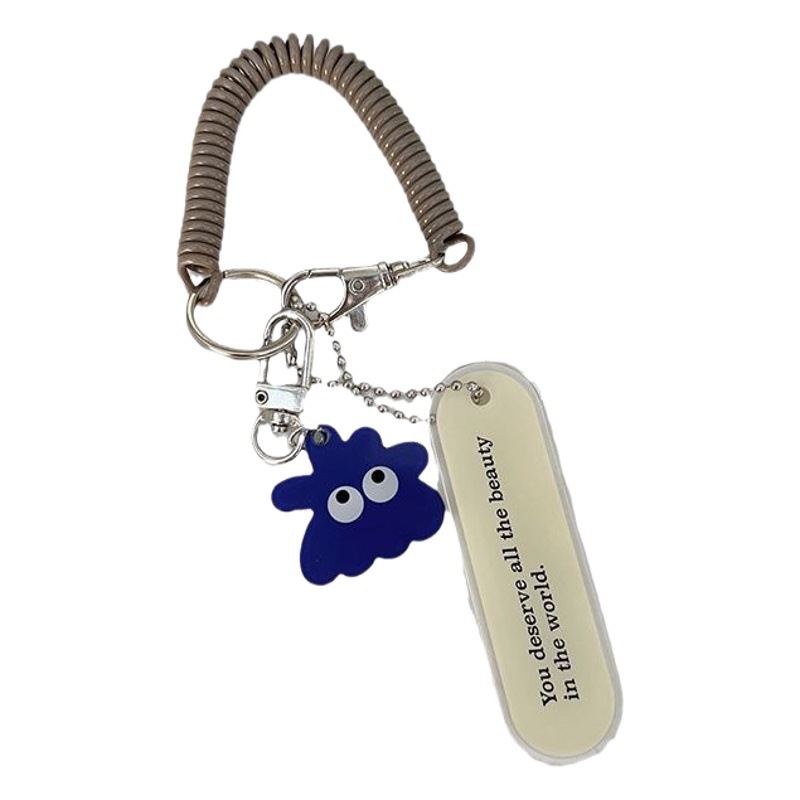 Lindo pequeño monstruo de lana de acrílico llavero de dibujos animados chica corazón mochila colgante anti-perdida cuerda de Primavera al por mayor