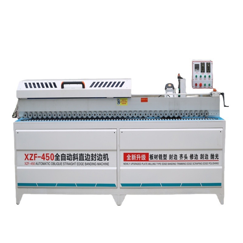 XZF450 máquina de sellado de borde oblicuo automático, máquina de sellado de borde pulido y pegamento de doble cara