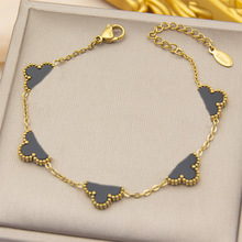 13mm天然贝壳四叶草手链不掉色轻奢时尚18k钛钢饰品幸运五花配饰