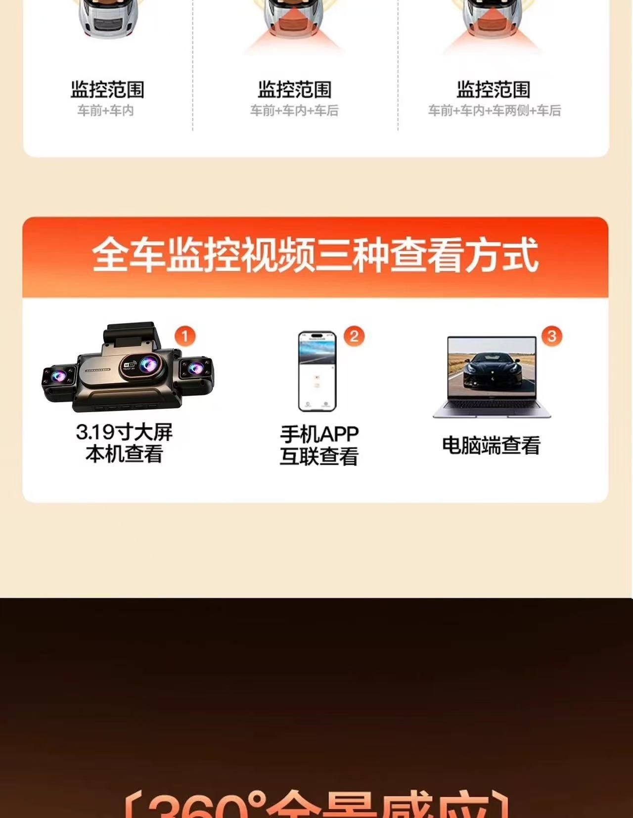 360 Dash Cam 2026 New Model High-Definition Car 360-Degree Panoramic Sentry Mode New Dash Cam