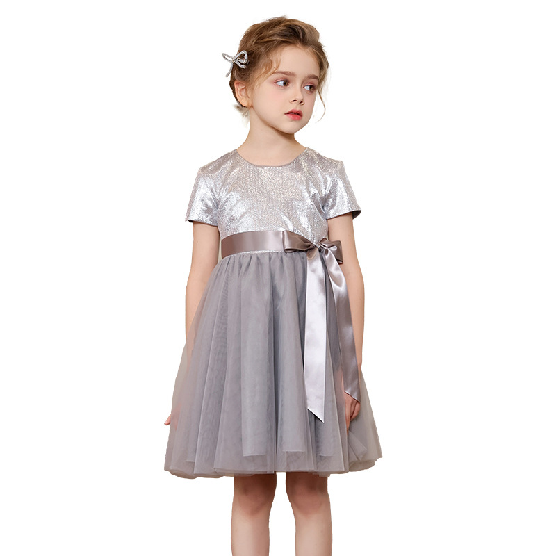 Vestido de niña vestido de verano vestido de princesa de alta gama vestido de gasa de red de un año vestido de rendimiento para niños del día del niño corto