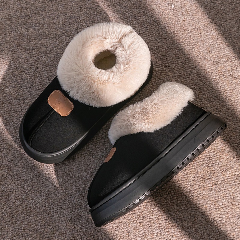 Bolsillo de colores zapatillas de algodón de invierno de otoño para mujeres zapatillas de algodón de peluche caseras cómodas zapatillas de calentamiento de pareja botas de nieve