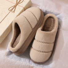 男女情侣款居家休闲舒适简约毛毛靴 秋冬季家用保暖EVA底时尚棉拖