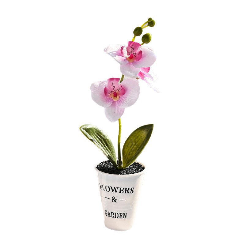 Flores falsas orquídeas mariposa impresión de serigrafía pequeña flor de bonsai decoración del hogar fotografía flores verdes artificiales adornos de boda image 6