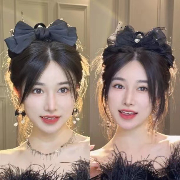 Corea del sur Dongdaemun negro arco clip de moda todo fósforo grande horquilla trasera cabeza updo temperamento accesorios para el cabello para las mujeres image 5