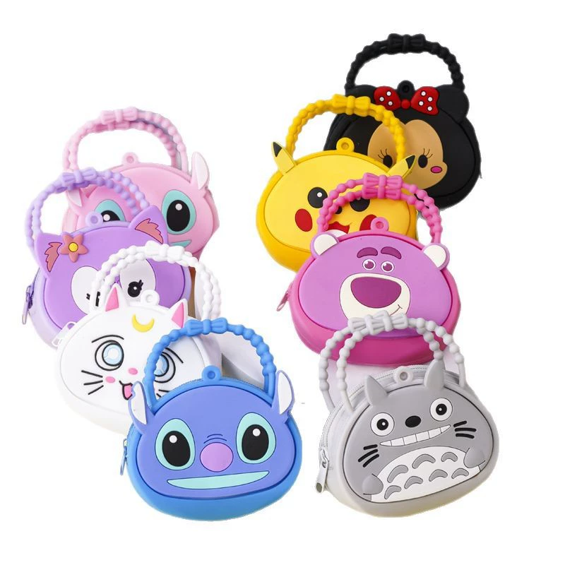 Children's cartoon silicone wallet, bag, cute storage system, set