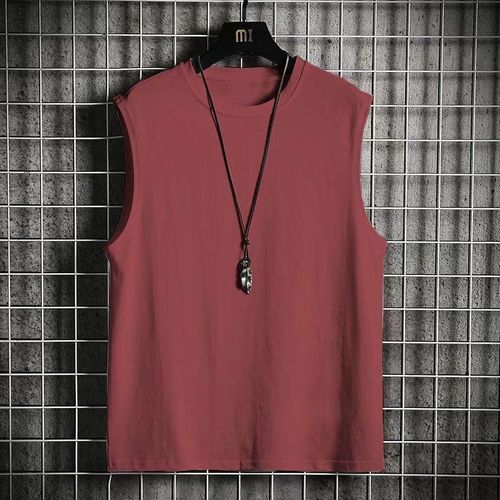 Men's Pure Cotton Sleeveless T-Shirt Vest Loose Waistcoat Trendy Brand Outerwear Short-Sleeved Men's Sport Fitness Top Trendy Summer 