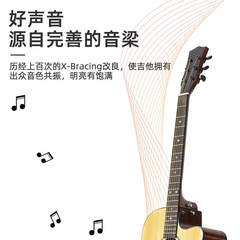 Acoustic Guitar 41-inch Glossy Top Handheld Folk Classical Wood Acoustic-Electric Guitar for Beginners, Wholesale with Label
