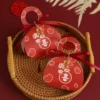 Full of joy+burgundy ribbon+Fang happy