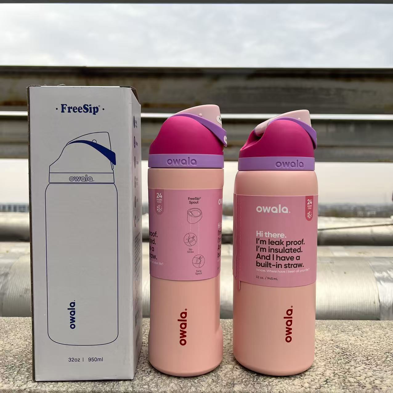Owala en stock de gran capacidad portátil hervidor de agua al aire libre para hombres tazas de agua caliente de moda para mujeres tazas de fruta deportivas al por mayor