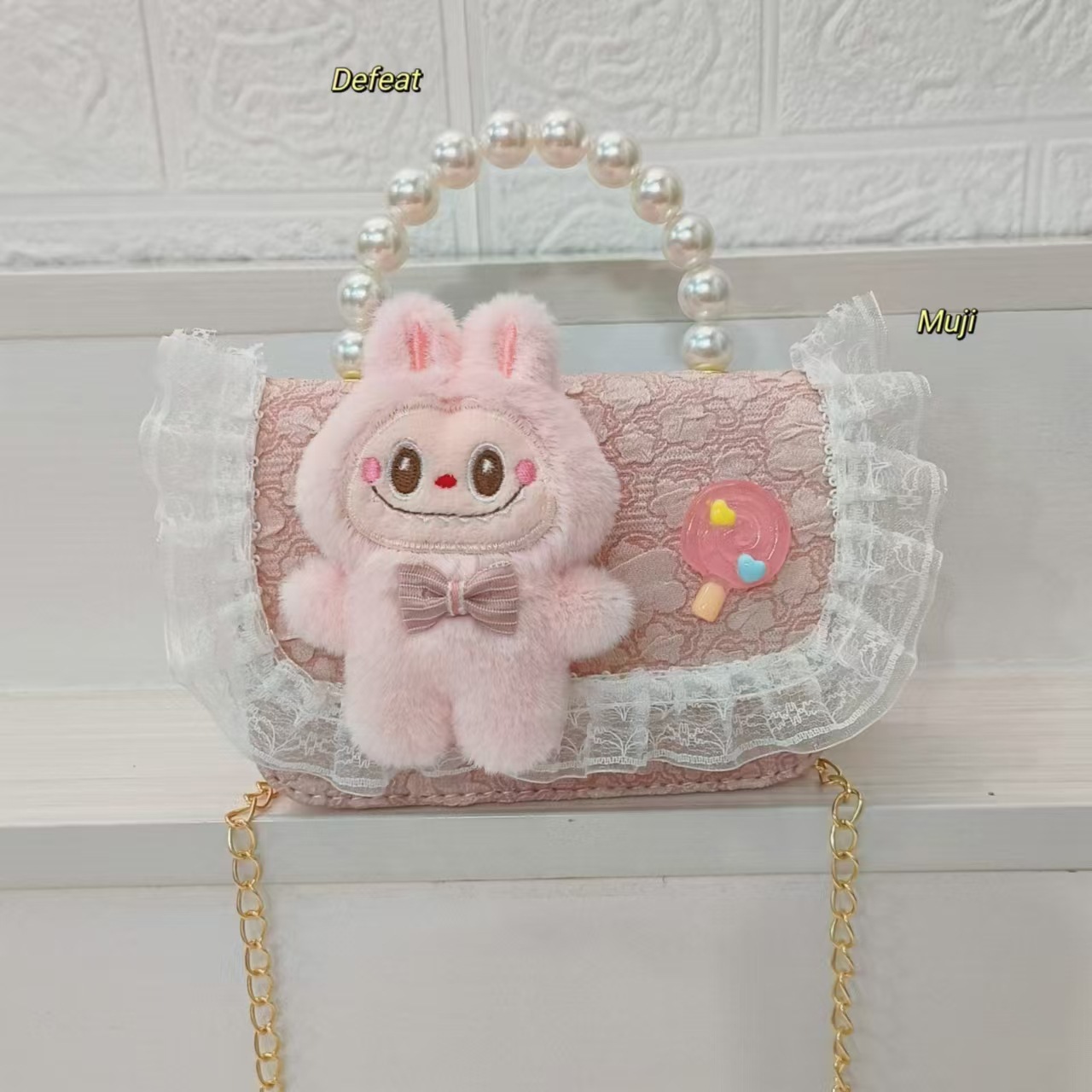 Bolso de perlas bolso de niños bolso de cadena de viento de fragancia bolso de hombro bolso de cambio bolso de accesorios bolso de encaje princesa