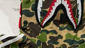 BAPE Van Gogh Shark Hoodie Camo Green