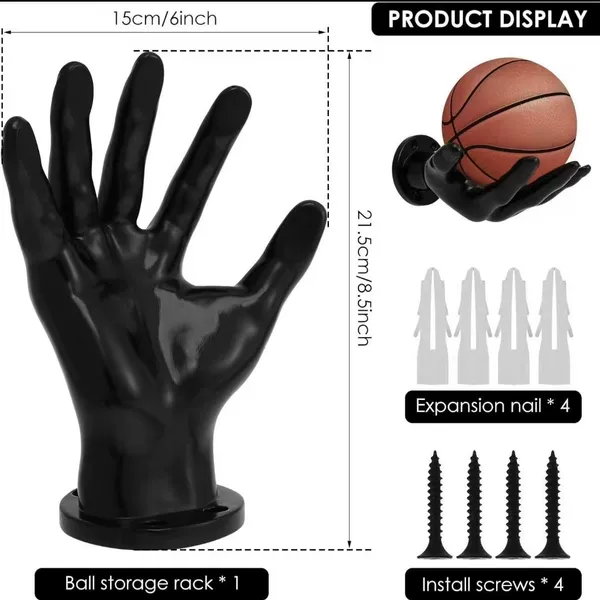 Creative Realistic Hand-Shaped Basketball Stand, Football Stand, Basketball and Football Decorations, Storage Ball Rack, Display Ball Rack, Ornament