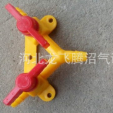 φ10mm塑料双球阀     三通球阀      三通阀门     双联阀门