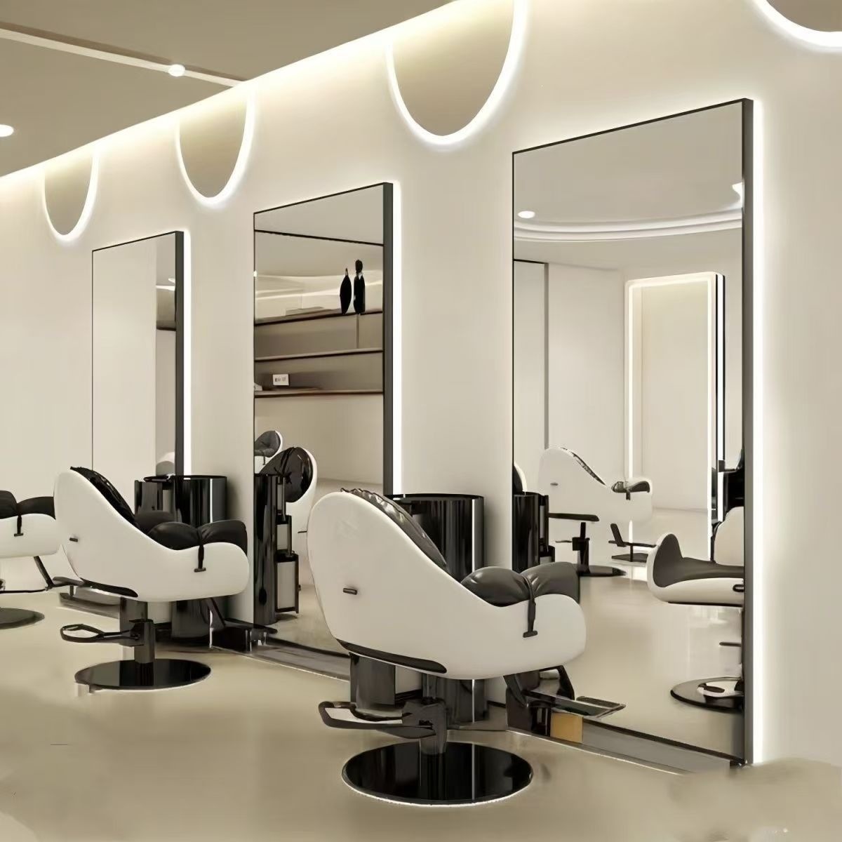 Specialized salon mirror with LED lights, luxury full-length wall-mounted hair salon floor mirror, haircut mirror, high-definition mirror, makeup mirror