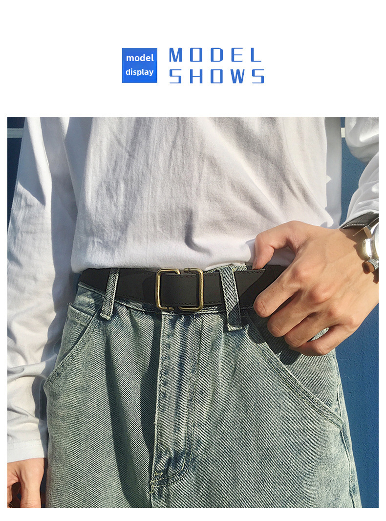 Trendy Belt Men's ins style simple Joker personality pants belt Korean Student Non-porous design factory wholesale_voghion.com