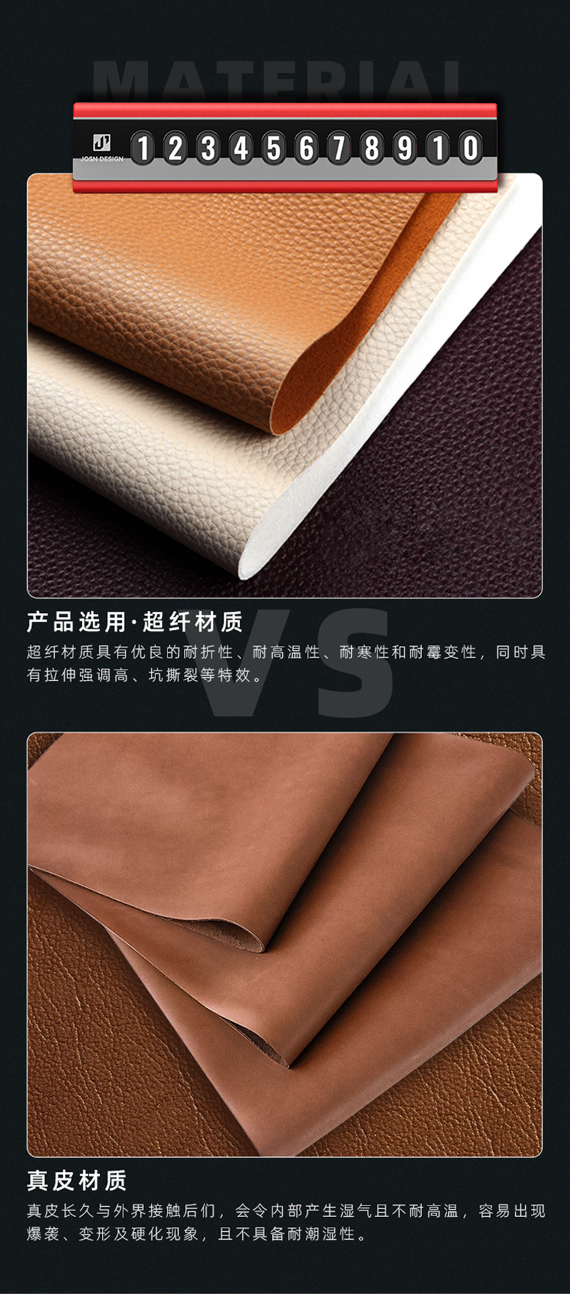 High-End Temporary Parking Plate for Vehicles, Business Leather Metal Folding Type, Fully Hidden Moving Car Phone Number Plate