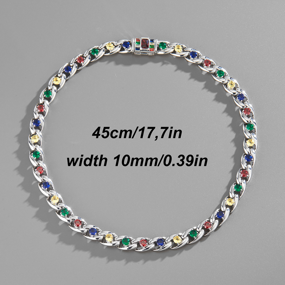 Cuban Link Chain Necklace With Full Zircon Stones For Men And Women_voghion.com